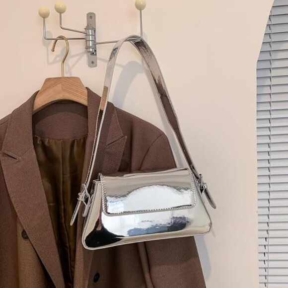 Neiman Marcus Y2K Silver Metallic Shoulder Bag - Picture 2 of 5